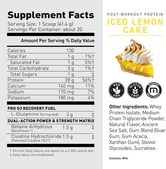Kaged Post Workout Protein Powder | Re 28G Whey Protein With Creatine, Glutamine & Betaine For Muscle Growth & Recovery | Low Sugar | 20 Servings | Iced Lemon Cake