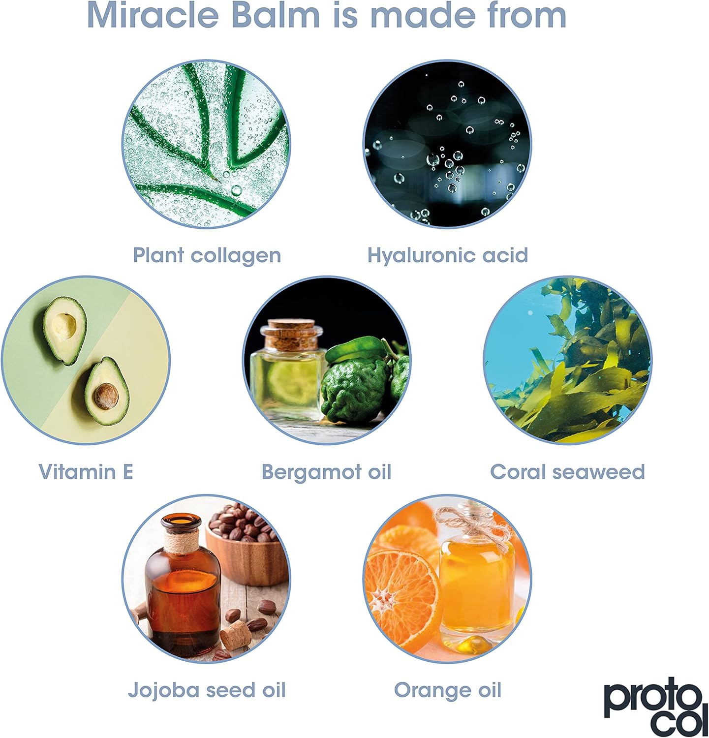 Proto-col - Miracle Balm, Collagen and Vitamin E Moisturiser for Lips, Skin and Face, Soothes Chapped Lips and Dry Skin, Fast Absorbing On The Go Vegan Relief with Hydrating Hyaluronic Acid (3ml) : Amazon.co.uk: Beauty