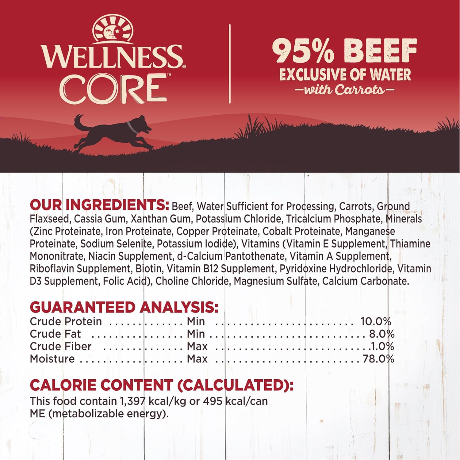 Wellness CORE 95% Natural Wet Grain Free Canned Dog Food, Beef & Carrots,12.5-Ounce Can (Pack of 12): Pet Supplies: Amazon.com