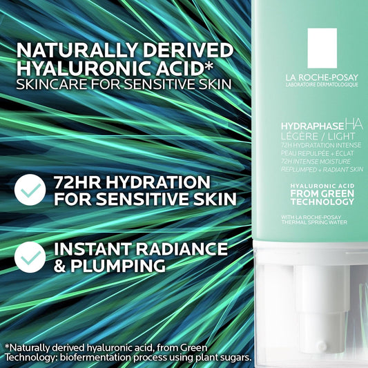 La Roche-Posay Hydraphase Ha Light Face Moisturizer, Hyaluronic Acid Face Moisturizer With 72Hr Hydration, Oil Free & Non-Comedogenic, 50 Ml, 1.69 Fl. Oz