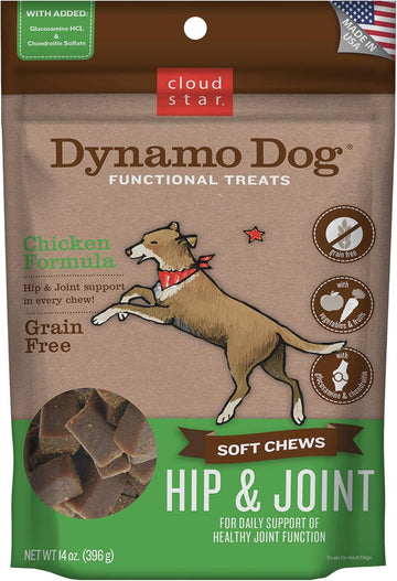 Cloud Star Dynamo Dog Hip & Joint Soft Chew Treats Chicken Formula - Grain Free - 14 Oz (20132)