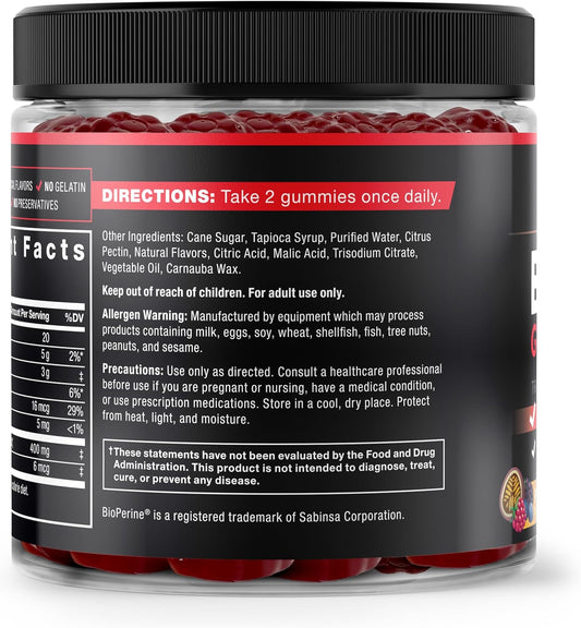 Force Factor Black Maca Gummies, Black Maca Root To Enhance Vitality In Men & Women, Increase Energy & Strength, With Bioperine For Superior Absorption, Delicious Passion Berry Flavor, 60 Gummies