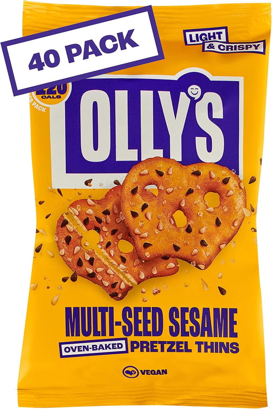 Olly'S Pretzel Thins, Original Salted, 140G (Pack Of 7), Bigger Sharing Bag, Healthy Plant-Based Vegan Snacks For Dipping, Low Calorie Snacks, Low Fat, Source Of Fibre, No Preservatives