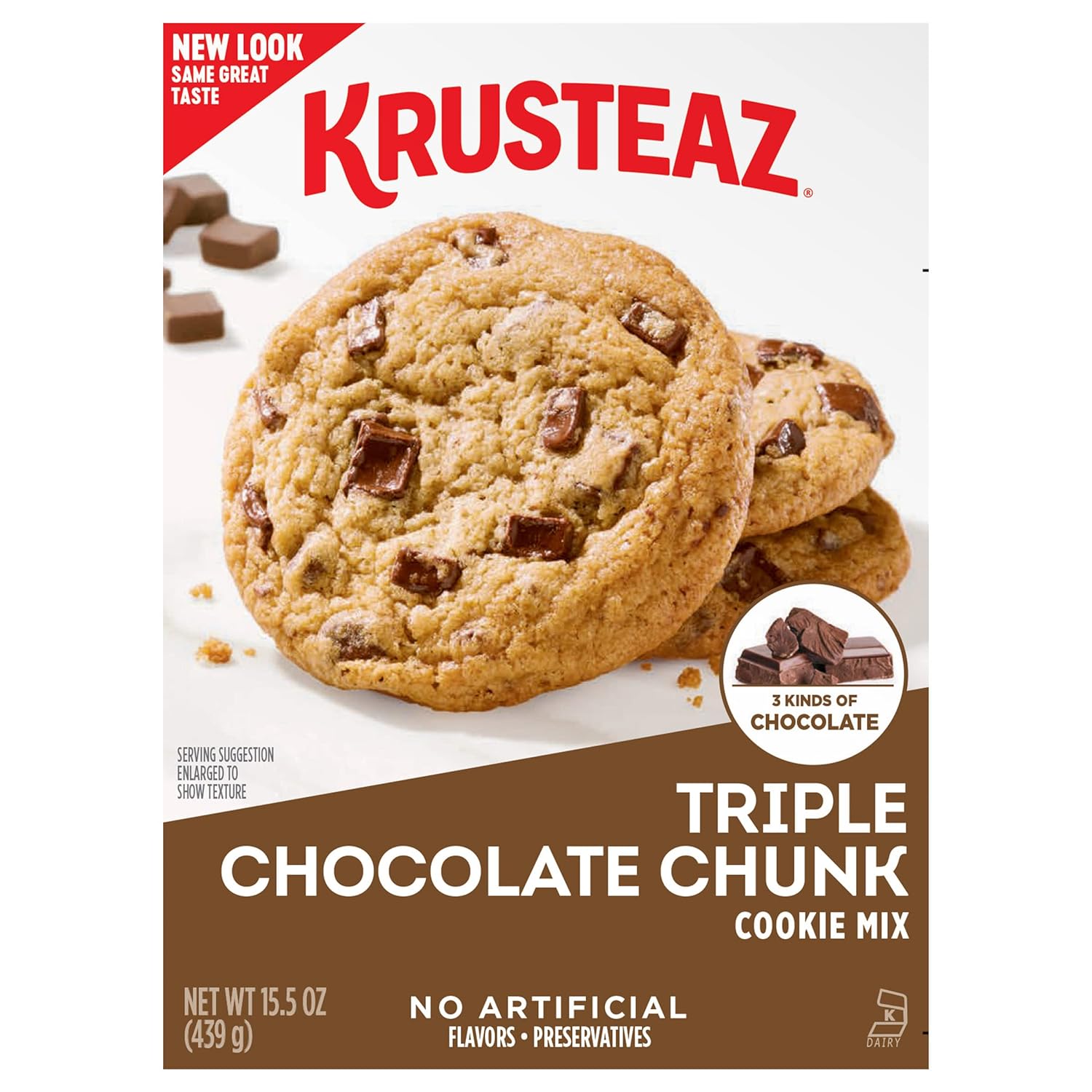 Krusteaz Triple Chocolate Chunk Cookie Mix, Bakery Style, 3 Kinds Of Chocolate, 15.5 Oz Boxes (Pack Of 12)