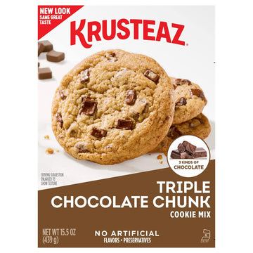 Krusteaz Triple Chocolate Chunk Cookie Mix, Bakery Style, 3 Kinds of Chocolate, 15.5 Oz Boxes (Pack of 12)