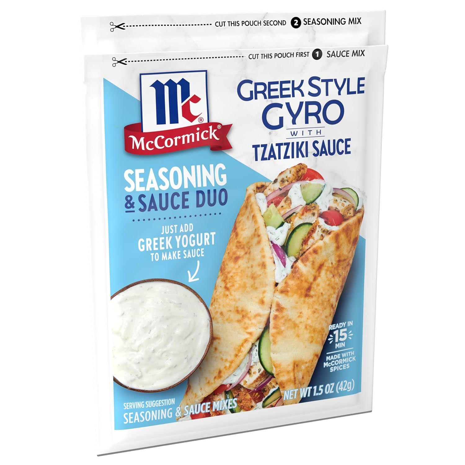 Mccormick Greek Style Gyro Seasoning With Tzatziki Sauce Mix, 1.5 Oz (Pack Of 6)