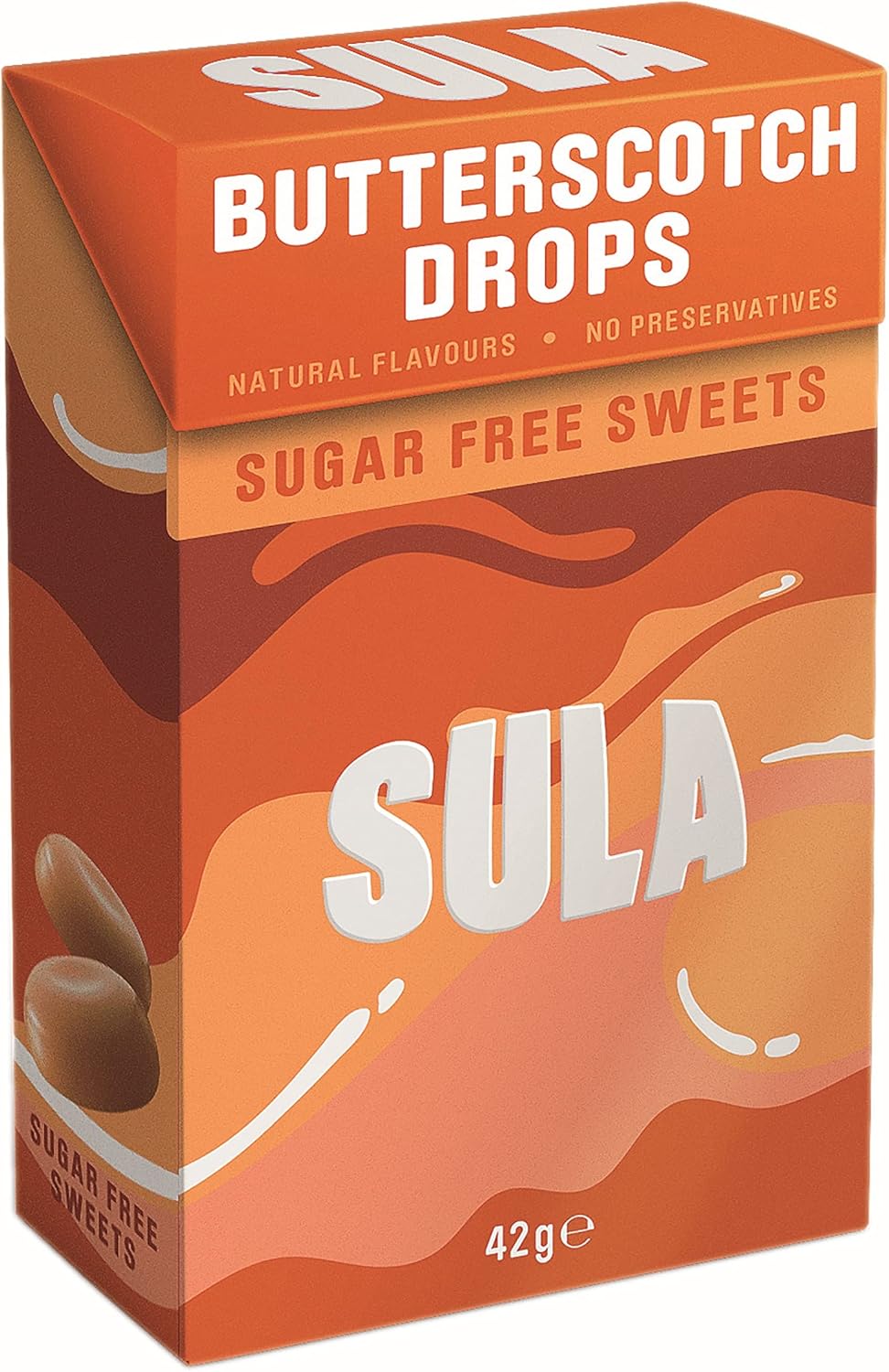 Sula Butterscotch Drops, Sugar Free Boiled Sweets With Natural Flavours, 42 G (Pack Of 14)