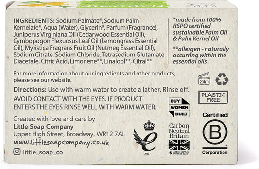 Little Soap Company Natural Range - Ginger & Lemongrass Bar Soap (100G) | Vegan, Cruelty Free & Eco Friendly, Hand, Face & Body Soap | No Sls And Parabens | Antibacterial With Cleansing Essential Oils