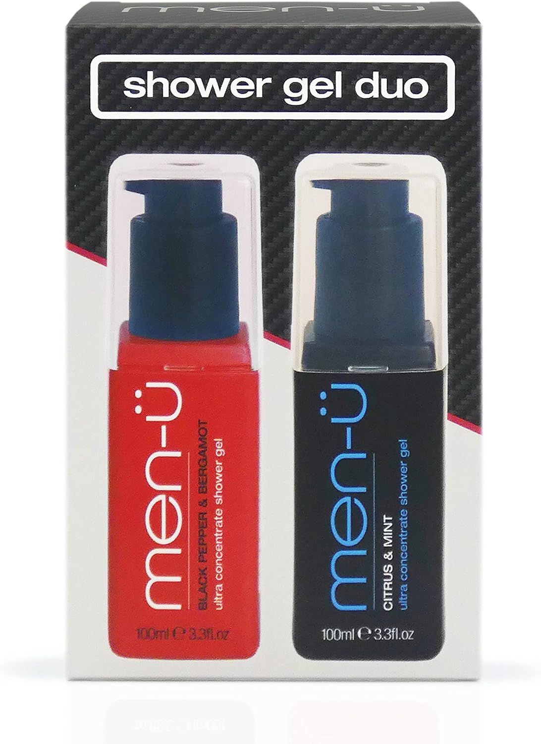 Men-Ü Shower Gel Duo, Gifts For Men – Ultra Concentrate Body Wash Men Gift Sets. 1X Black Pepper & Bergamot 100Ml And 1X Citrus & Mint Shower Gel 100Ml. Mens Toiletries Set With Vegan Shower Gel