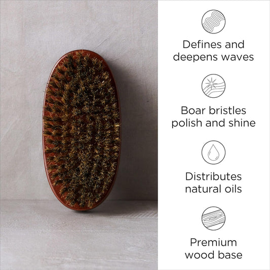 Diane Premium 100% Boar Bristle Military Wave Brush for Men and Barbers – Medium Bristles for Thick Coarse Hair – Use for Detangling, Smoothing, Wave Styles, Soft on Scalp, Restores Shine