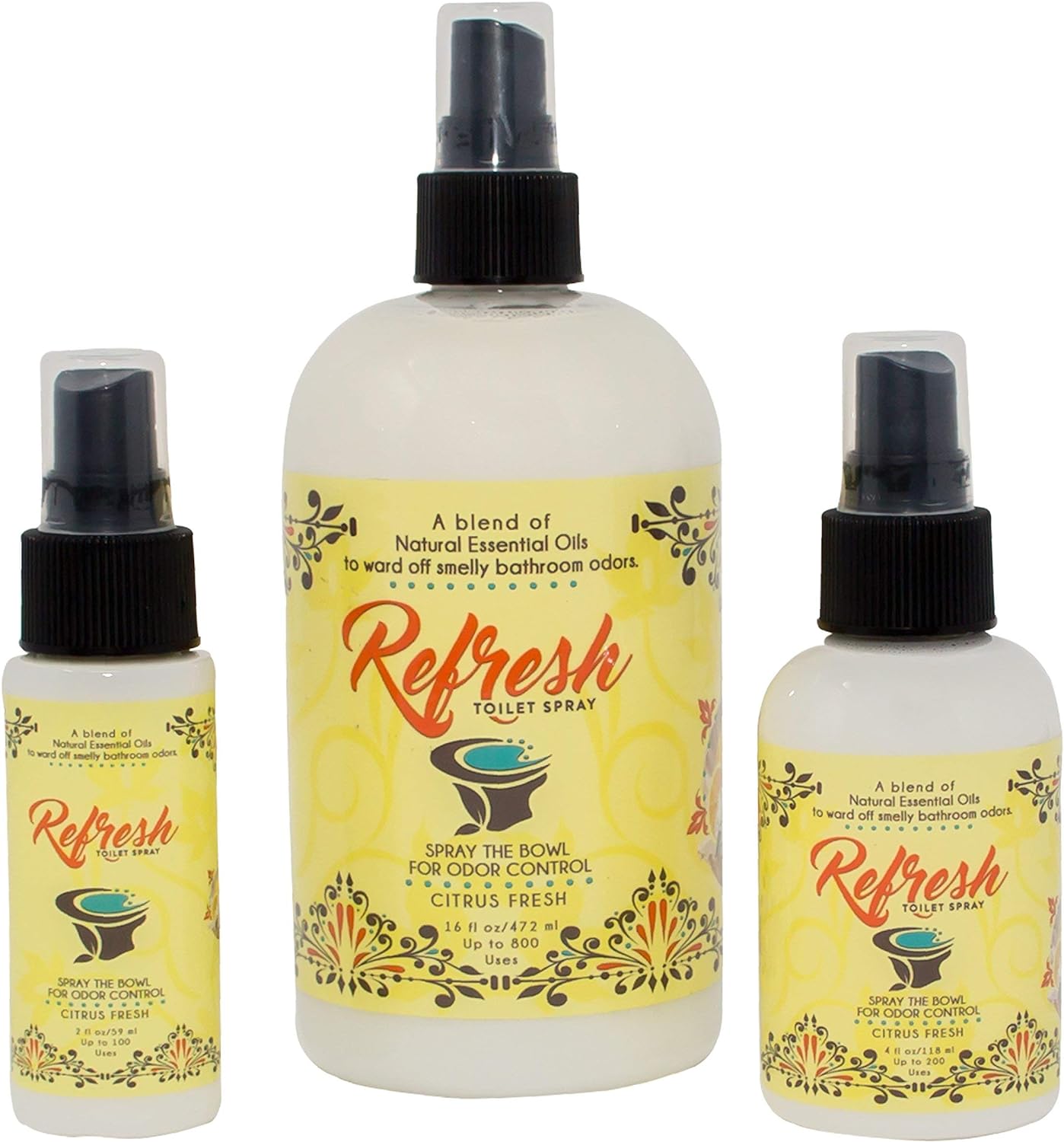 Refresh Toilet Spray Spray The Bowl For Odor Control (Citrus Fresh, 2 Ounce) : Health & Household