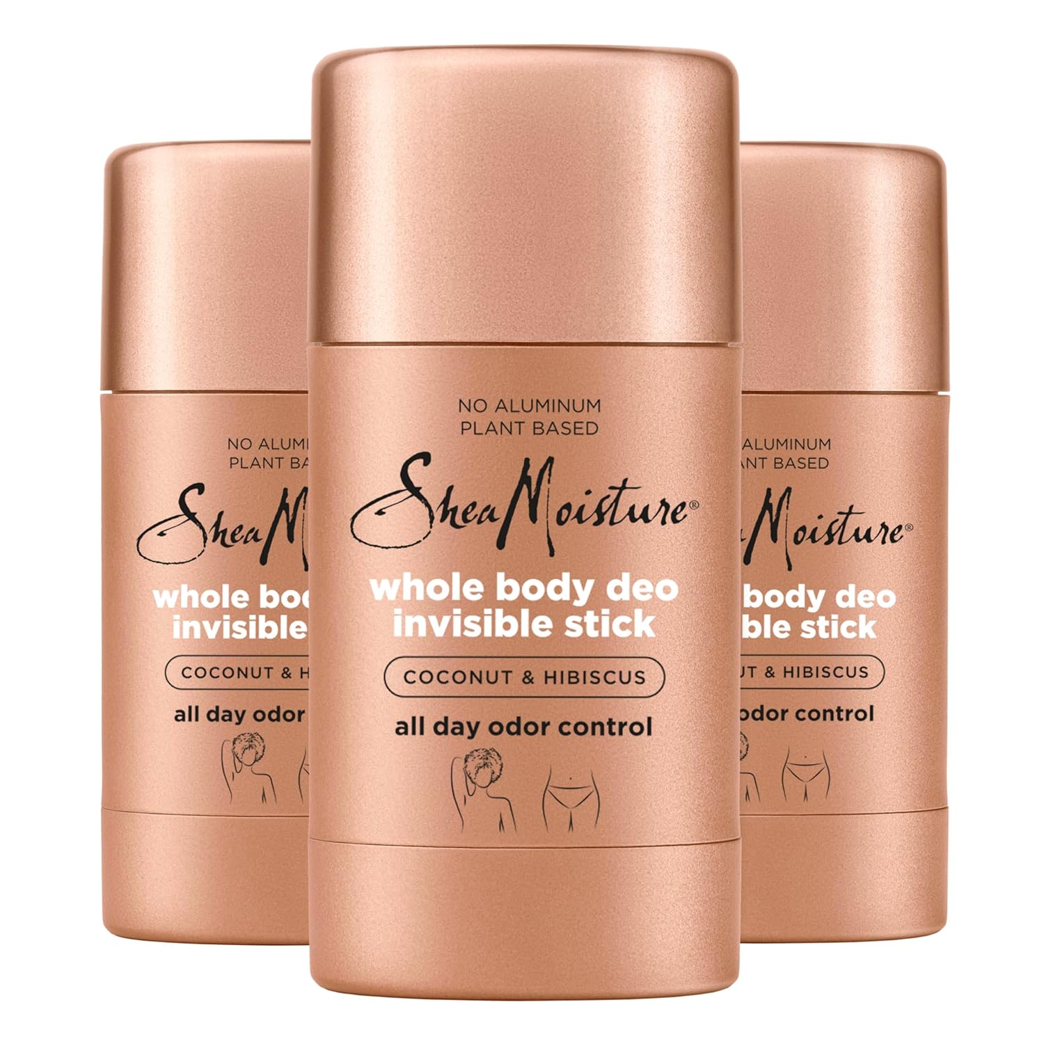 Sheamoisture Invisible Deo Stick Coconut & Hibiscus 3Count Whole Body Plant Based, No Aluminum 2.6 Oz