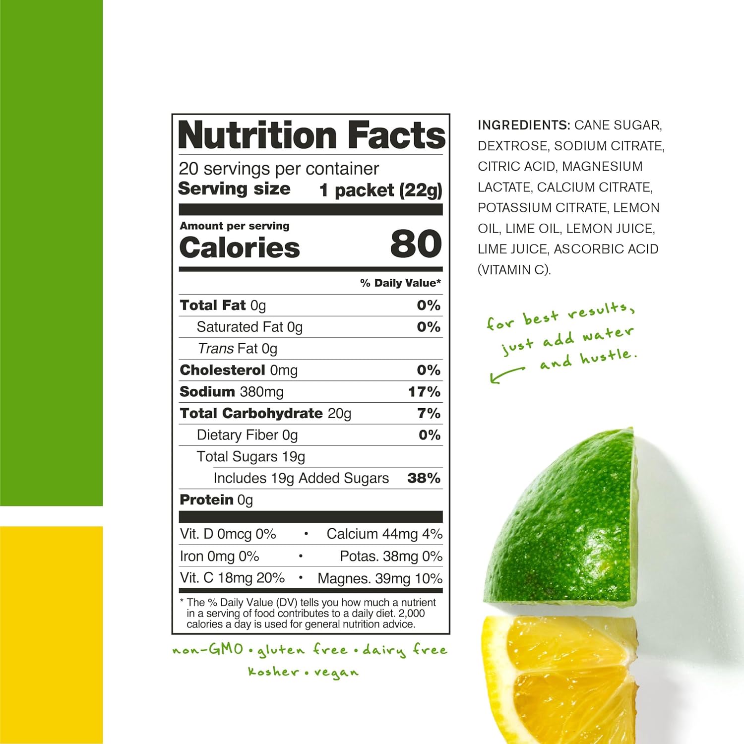 SKRATCH LABS Hydration Packets Hydration Drink Mix, Lemon Lime (20ct) 