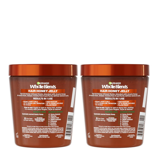 Garnier Whole Blends Hair Honey Jelly For Defining Wavy And Curly Hair, Hair Gel For Up To 100Hrs Curl Definition, Frizz Control And Deep Moisture, 13.5 Fl Oz, 2 Count