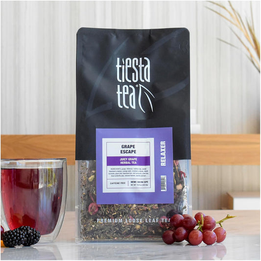 Tiesta Tea - Grape Escape - Juicy Grape Herbal Tea - Loose Leaf Tea Blend - Non Caffeinated Fruit Tea - Make Hot Or Iced Tea Up To 200 Cups - 16 Oz Resealable Bulk Bag