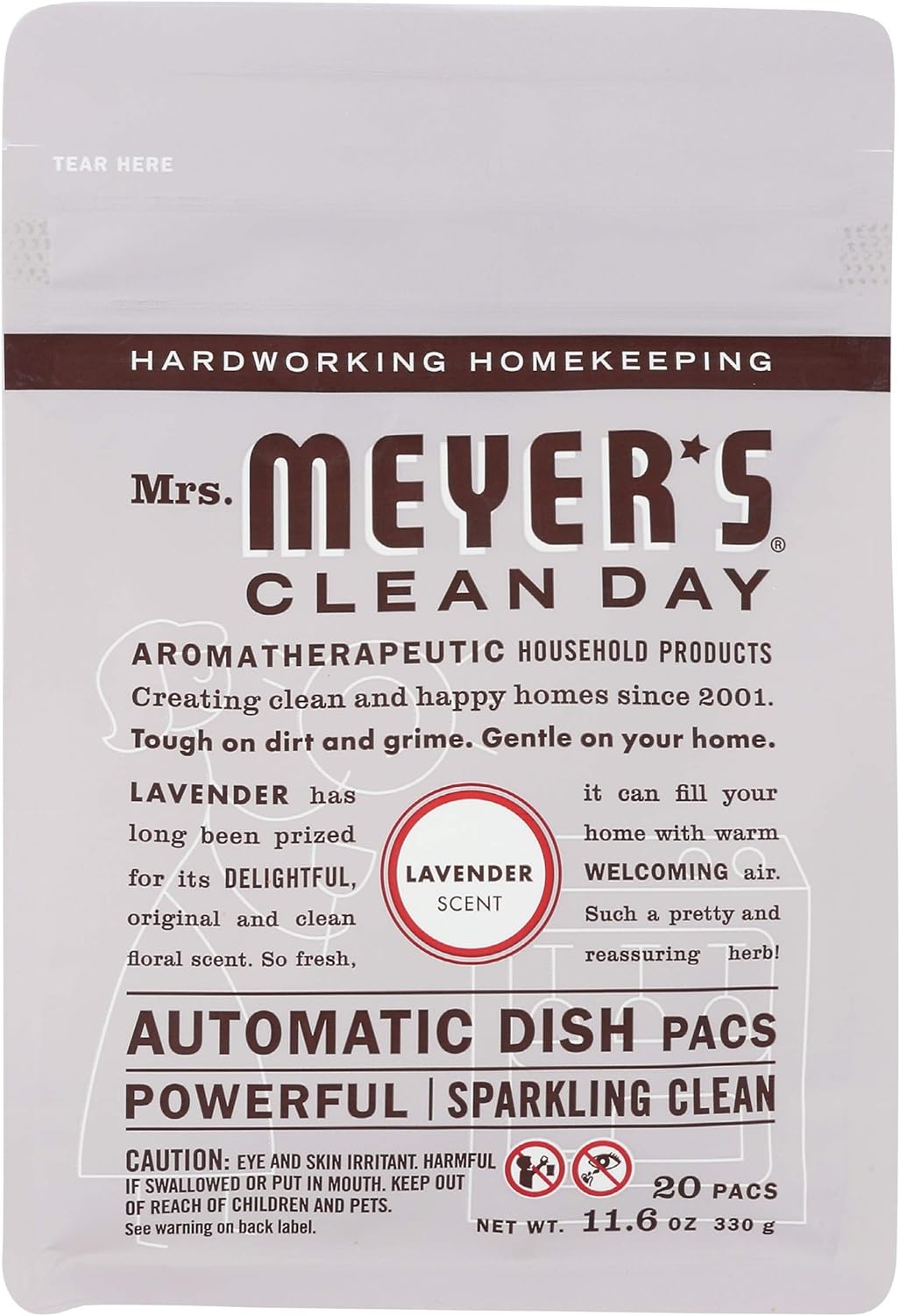 Mrs. Meyer's Clean Day Auto Dishwash Packs in Lavender 11.6 Ounce (Pack of 20)