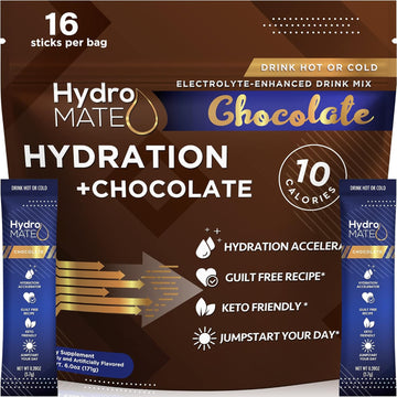 Natureworks Hydromate Electrolyte Powder Packets Drink Mix Low Sugar Hydration Accelerator Fast Recovery With Vitamin C Chocolate 16 Count