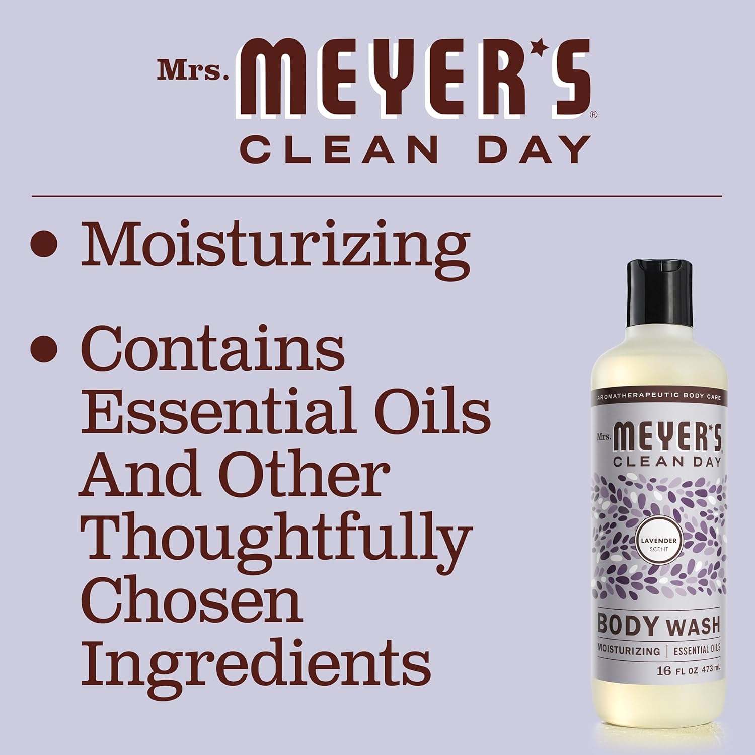 Mrs. Meyer'S Clean Day Moisturizing Body Wash For Women And Men, Biodegradable Shower Gel Formula Made With Essential Oils, Lavender, 16 Oz : Industrial & Scientific