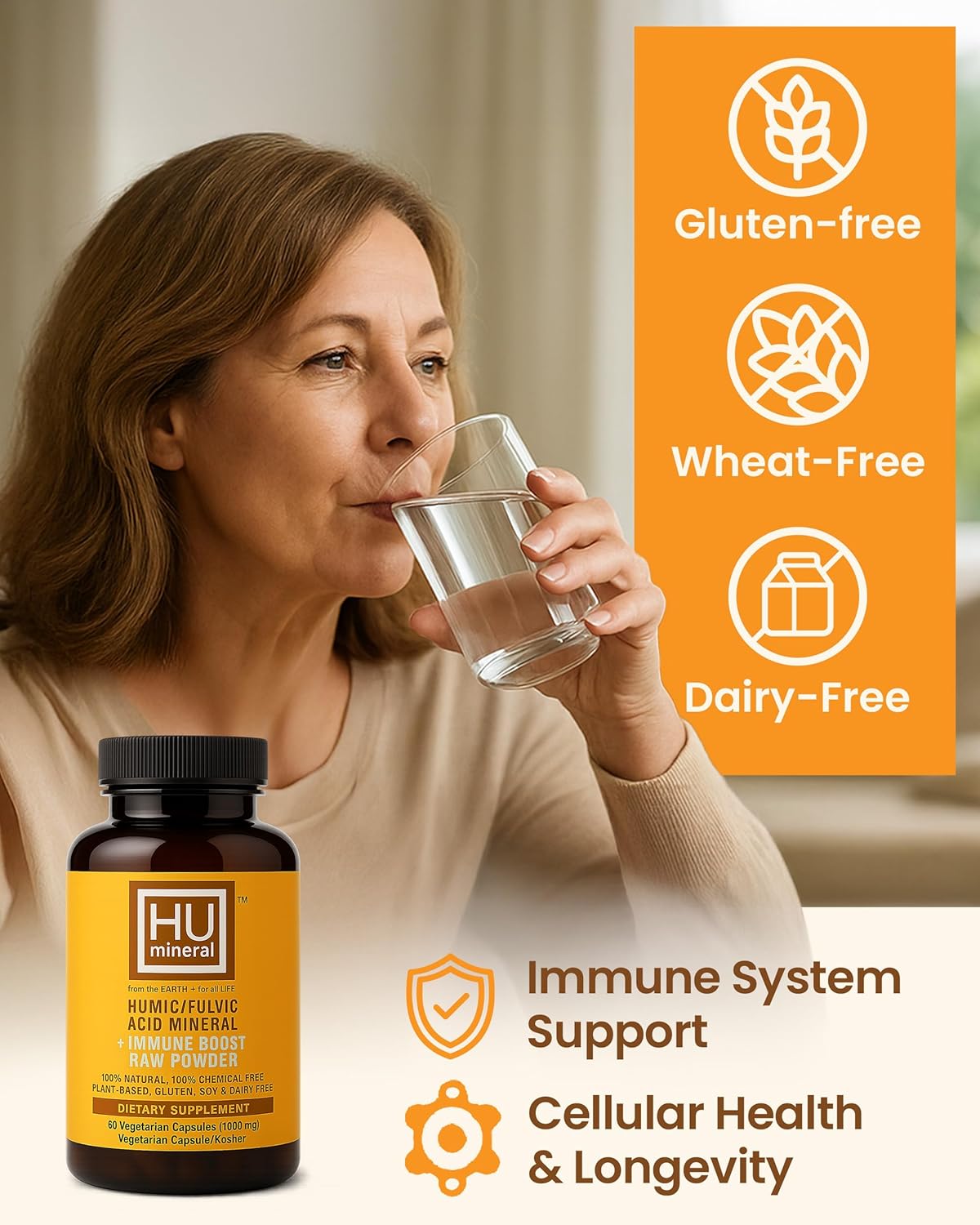 Humineral Humic And Fulvic Mineral Immune Boost Raw Powder Mineral Supplement, 60 Count : Health & Household