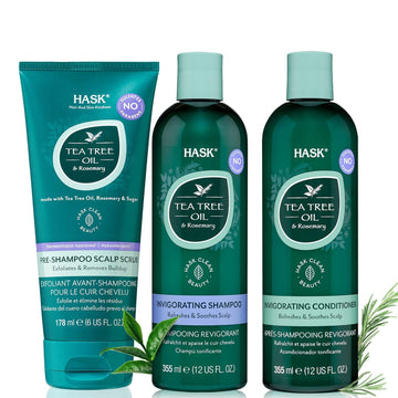 Purifying Hair Set: Tea Tree Shampoo, Conditioner, And Pre-Shampoo Scrub