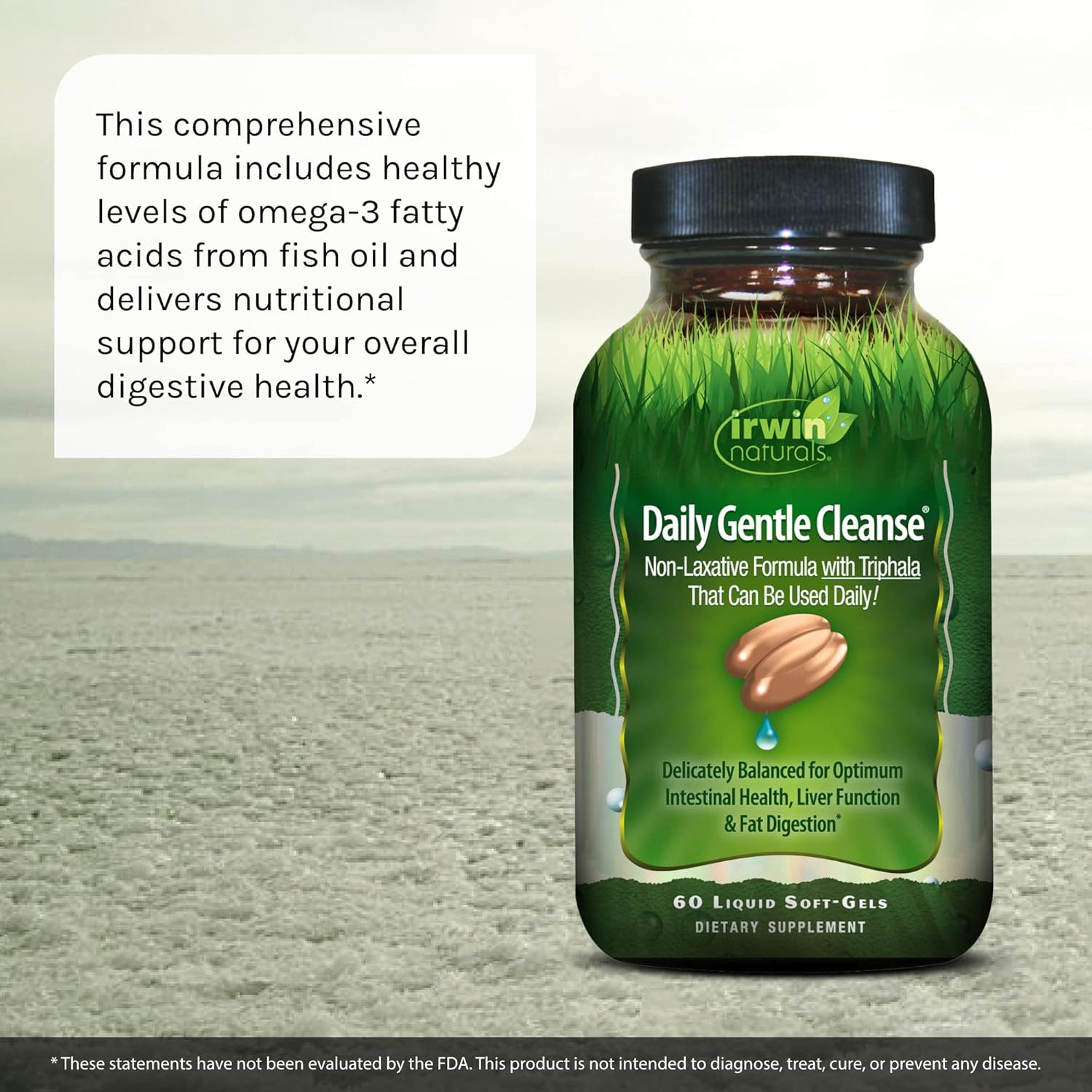 Irwin Naturals Daily Gentle Cleanse - 60 Liquid Soft-Gels, Pack Of 2 - Non-Laxative Formula With Triphala