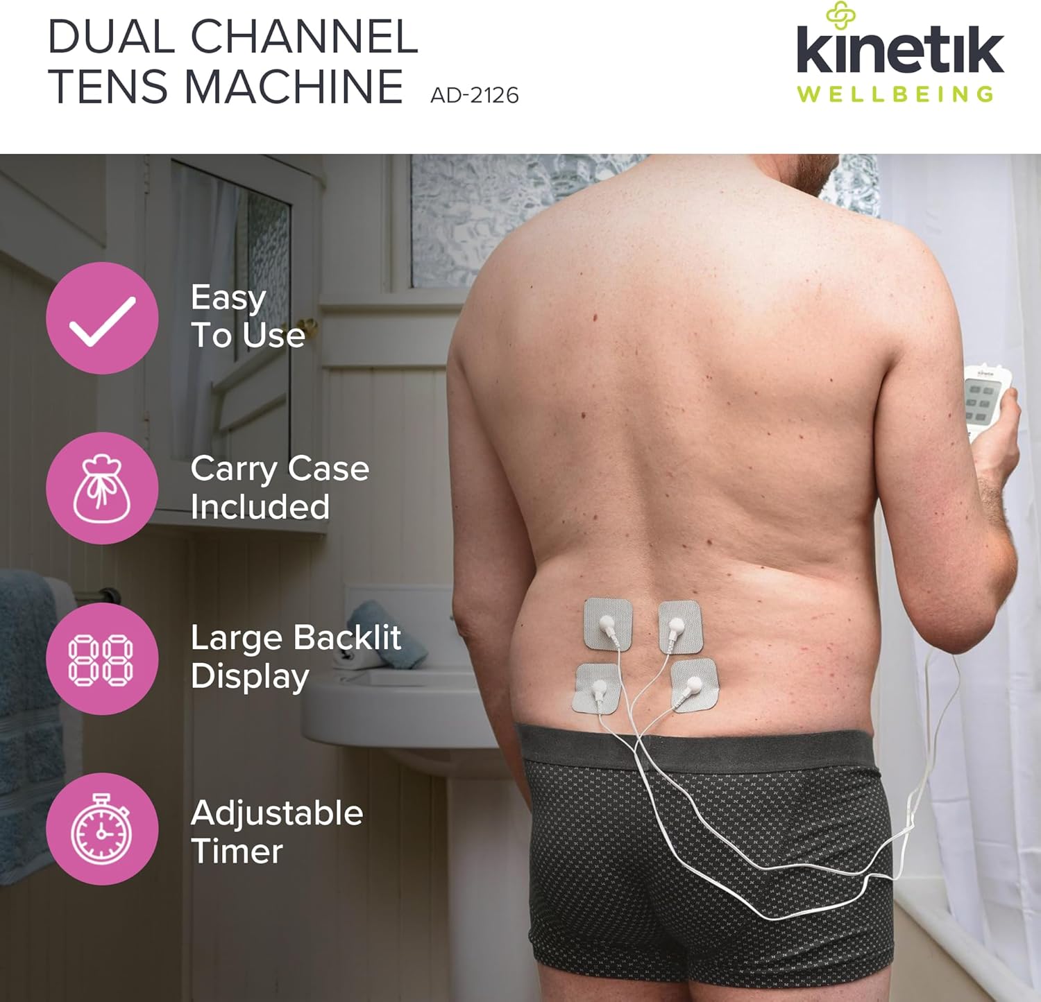 Kinetik Wellbeing TENS Replacement Pads (AD-2126) Pack of 4 - Electrode Pads for Muscle Pain Relief, EMS TENS Machine Unit ECG Electrodes for Back Pain Relief – in Association with St John Ambulance : Amazon.co.uk: Health & Personal Care
