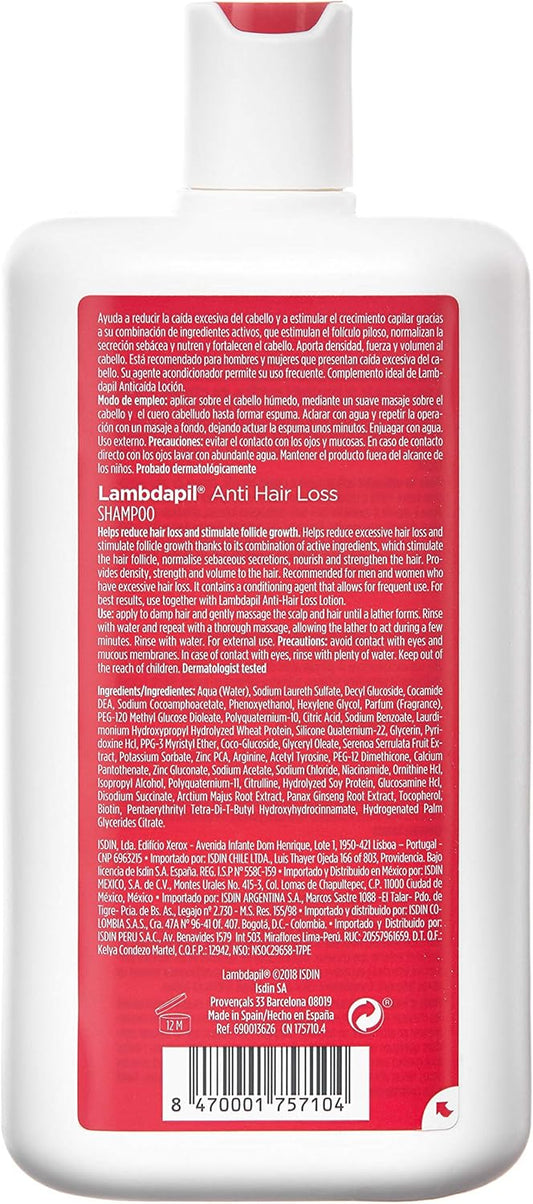 ISDIN Lambdapil Anti-Hair Loss Shampoo (400ml) | Helps reduce excessive hair loss and stimulate follicle growth