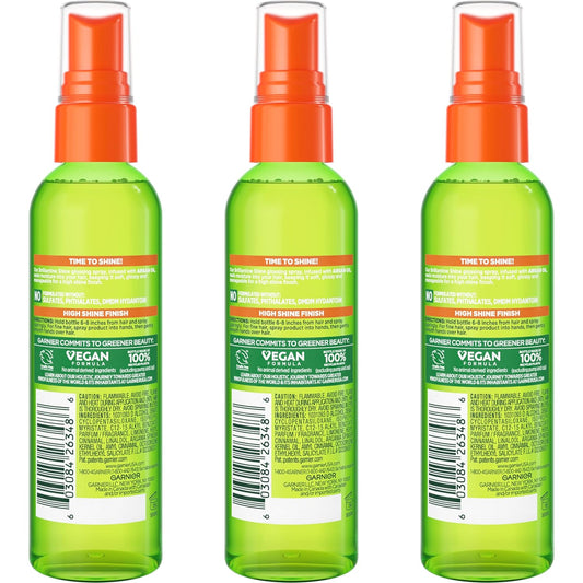 Garnier Fructis Style Brilliantine Shine Glossing Spray For High Shine Finish, Argan Oil, 3 Fl Oz, 3 Count (Packaging May Vary)