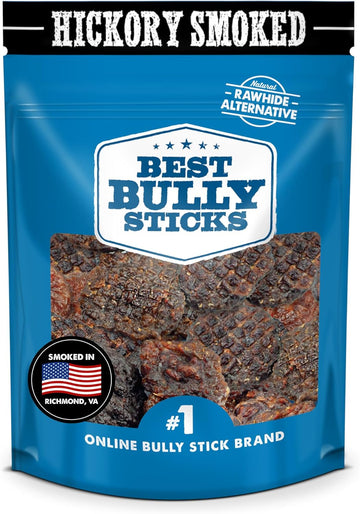 Premium Hickory Smoked 100% Beef Burger Slider Crunchy Dog Treats, 1Lb - No Additives, Made Of 100% Natural Bully Sticks - Bite-Sized & Highly Digestible Dog Treats For Training, Rewards, 1 Pound Bag