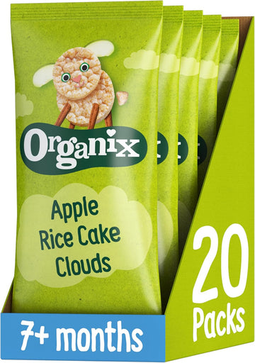 Organix Apple Organic Rice Cake Clouds Finger Food Snack 7+ Months, 4 X 18 G Bags Per Pack (5 Packs Total)