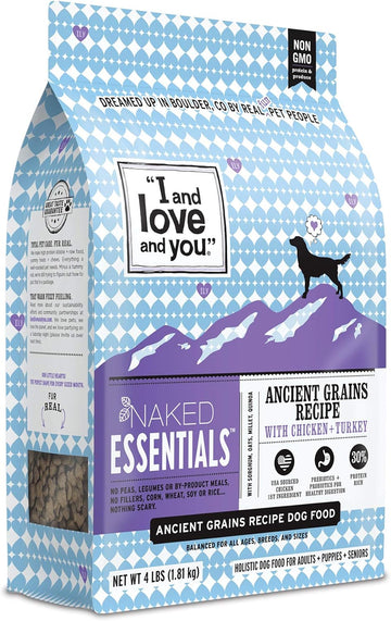 I and love and you Naked Essentials Ancient Grains Dry Dog Food - Chicken + Turkey - High Protein, Real Meat, No Fillers, 4lb Bag