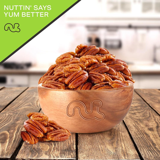 Nut Cravings - Pecans Halves, Roasted & Salted, No Shell (16Oz - 1 Lb) Bulk Nuts Packed Fresh In Resealable Bag - Healthy Protein Food Snack, All Natural, Keto Friendly, Vegan, Kosher