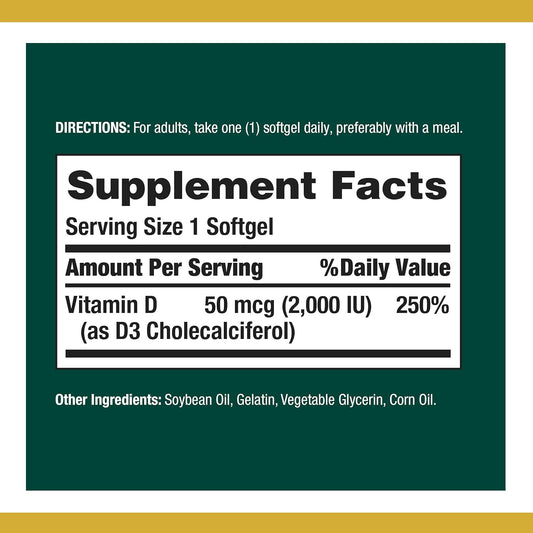 Nature'S Bounty Vitamin D3, Immune And Bone Support, Vitamin Supplement, 2000Iu, 240 Rapid Release Softgels