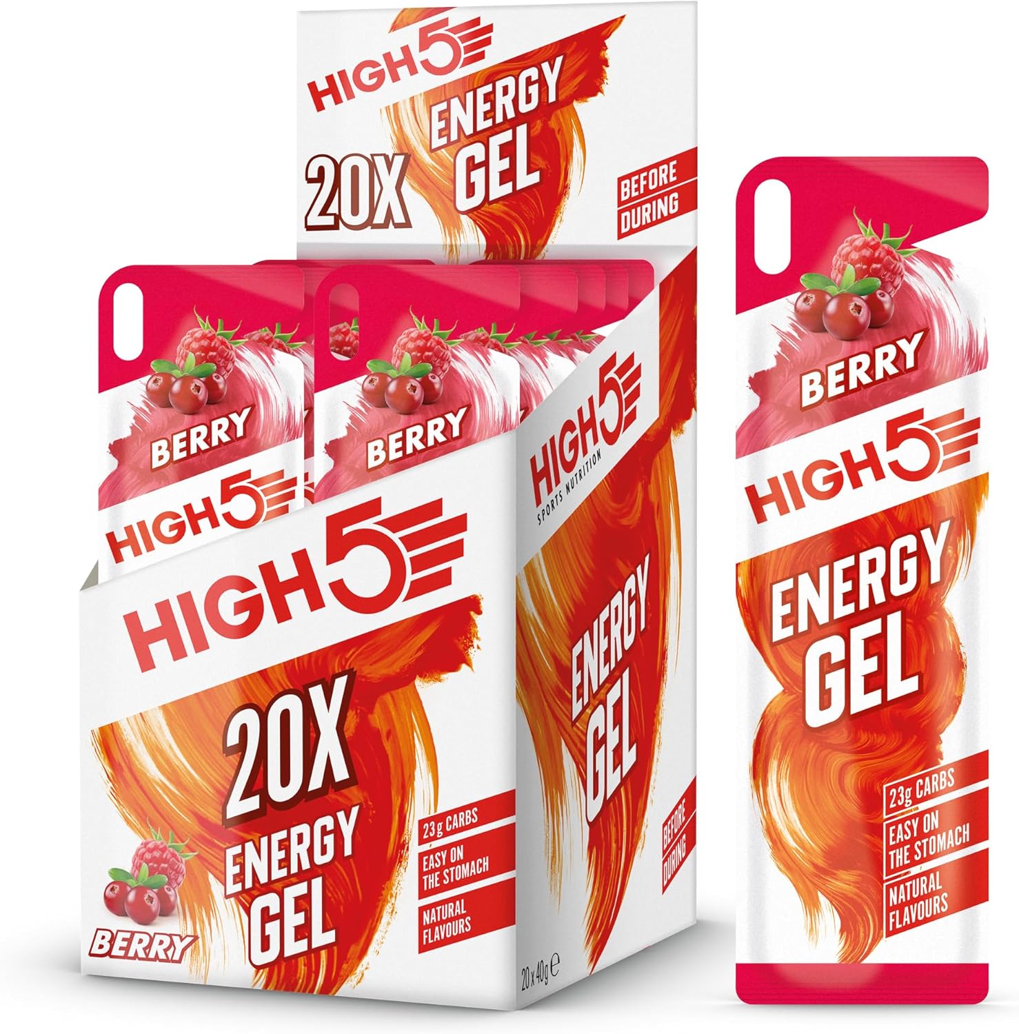 High5 Carbohydrate Gels - Running Supplements For Fast Energy - Natural Fruit Juice & Caffeine-Free - Muscle Gel Endurance Fuel For Cycle Nutrition & Energy Gels For Hiking (Orange, 6 X 40G)