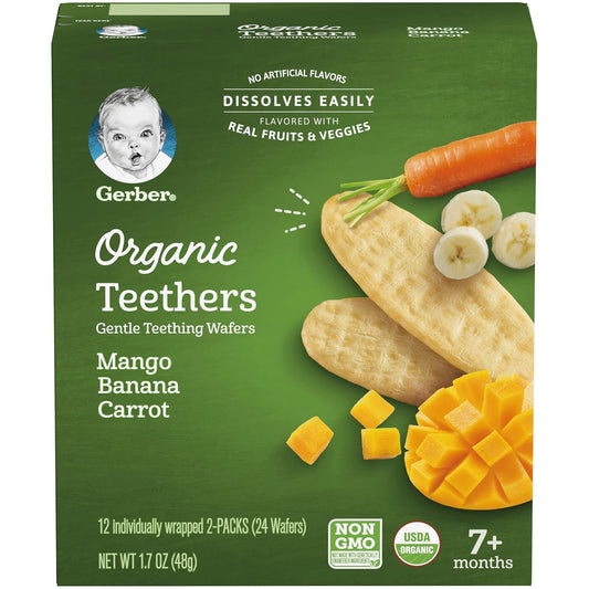 Gerber Organic & Non-Organic Gentle Teething Wafers Bundle (6 Packs)