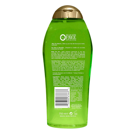 Ogx Extra Strength Refreshing Scalp + Teatree Mint Shampoo, Invigorating Scalp Shampoo With Tea Tree & Peppermint Oil & Witch Hazel, Paraben-Free, Sulfate-Free Surfactants, 25.4 Fl Oz