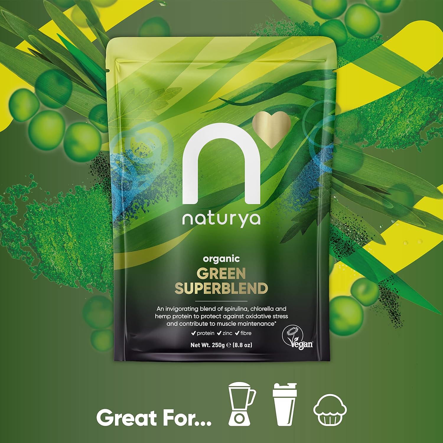 Naturya Organic Green SuperBlend, 250g, Alkalising Superfood Blend for Smoothies : Amazon.co.uk: Health & Personal Care