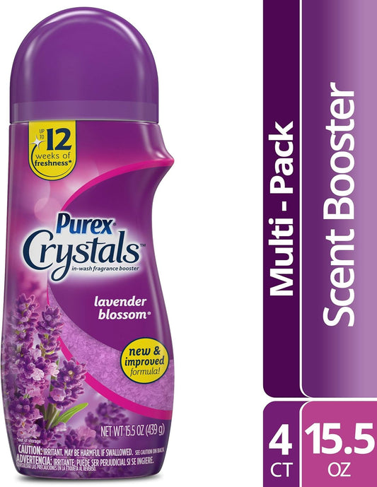 Purex Crystals In-Wash Fragrance and Scent Booster, Lavender Blossom, 15.5 Ounce, 4 Count