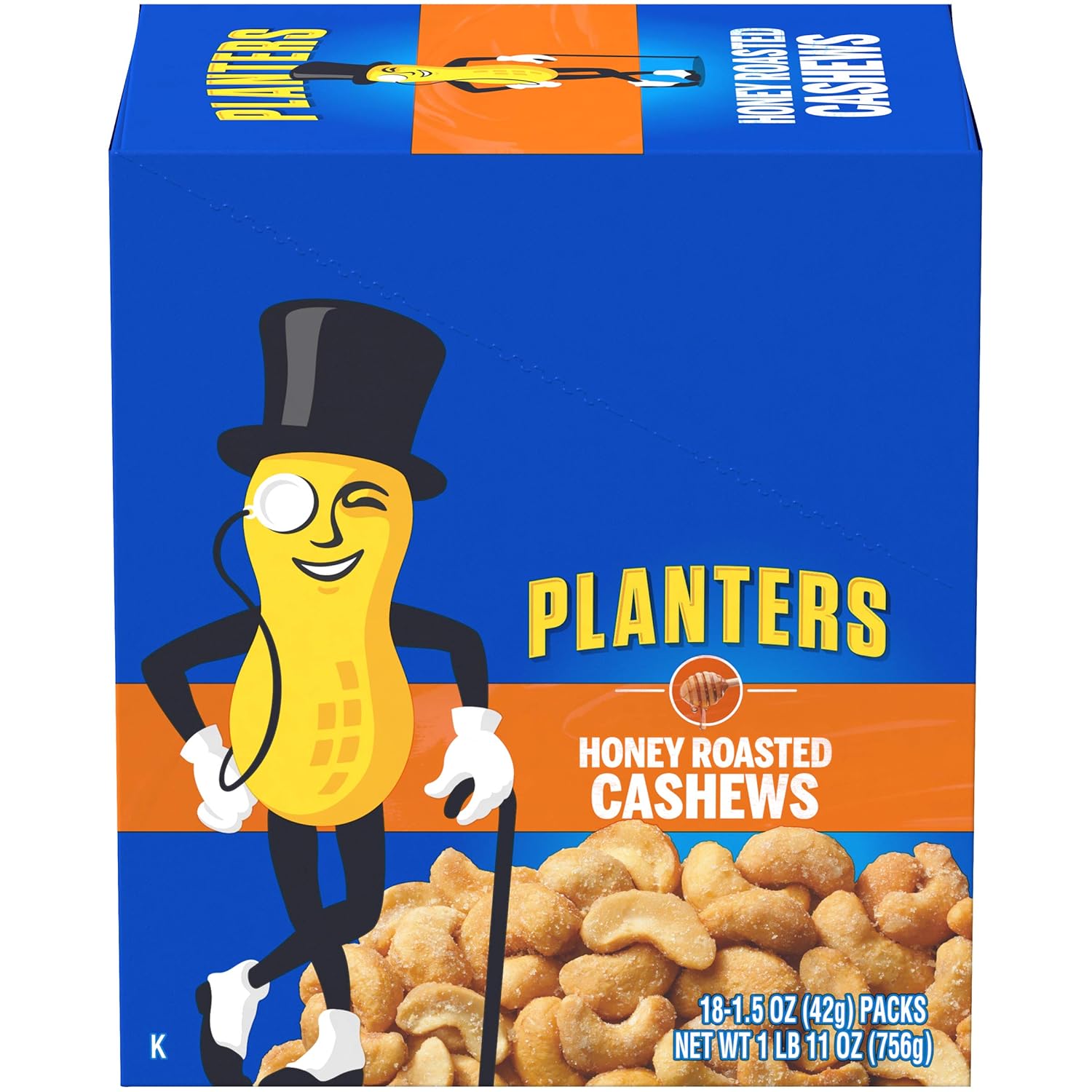 Planters Honey Roasted & Salted Cashews, 1.5 Ounce (Pack Of 18)