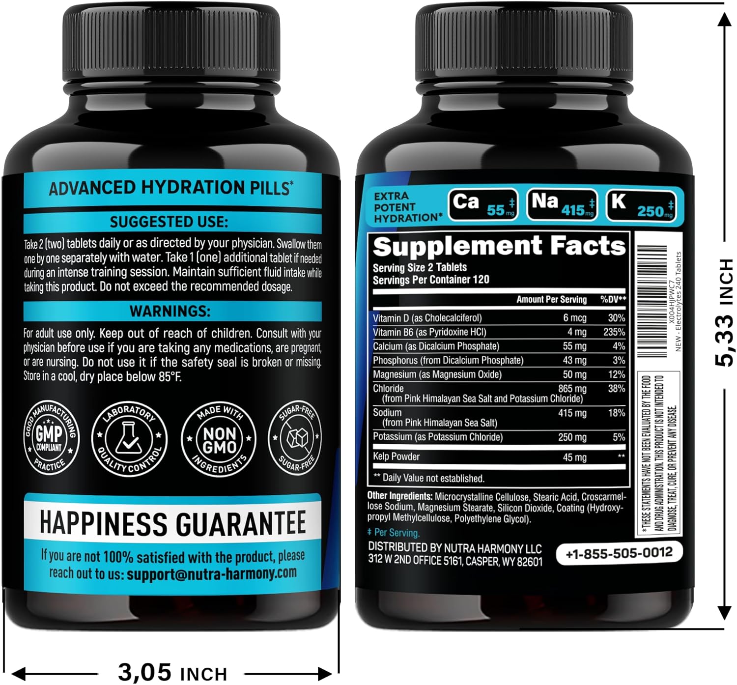Electrolytes - Electrolyte Tablets With Magnesium, Sodium, Potassium, Chloride, Vitamins D3 & B6, Kelp Powder - Salt Pills - Made In Usa - Oral Tablets As Capsules - Vegan & Keto Friendly - 240 Tabs