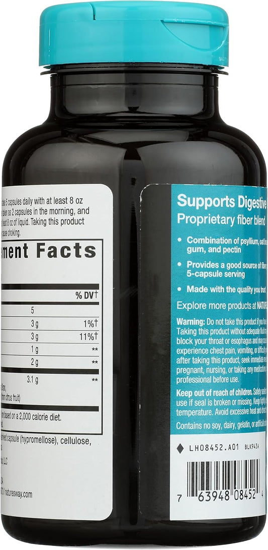 Nature'S Way Fiber Fusion Daily, With Psyllium Husk, Oat Bran, Guar Gum, Pectin, Digestive Health Support*, Vegan, 150 Capsules (Packaging May Vary)