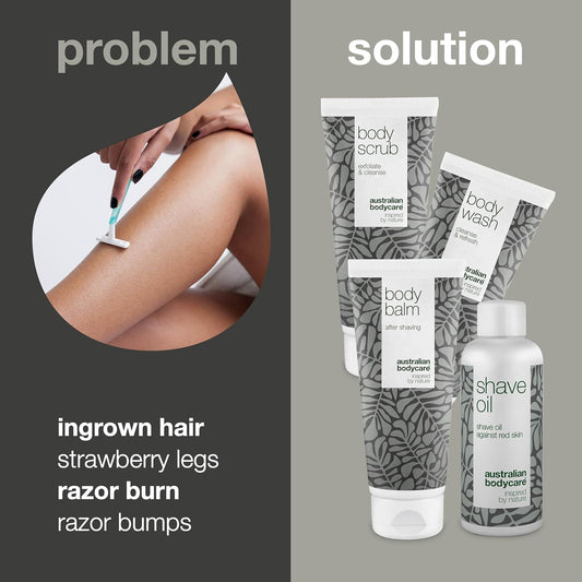 Smooth Shave Kit For The Entire Body - Set With Body Wash, Scrub, Balm, And Shave Oil - Ultimate Solution For A Comfortable Shave - Infused With Soothing Tea Tree Oil - Perfect For Sensitive Skin