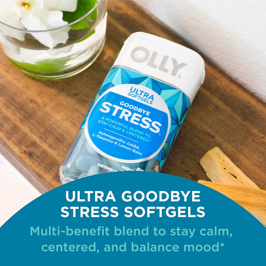 Olly Ultra Strength Goodbye Stress Softgels Twin Pack, Gaba, Ashwagandha, L-Theanine And Lemon Balm, Stress Relief Supplement - 120 Count