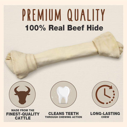 Cadet Premium Grade Beef Hide For Dogs, Long Lasting Rawhide Knotted Bones Single Ingredient Dog Chews, 13 Inch (1 Count)