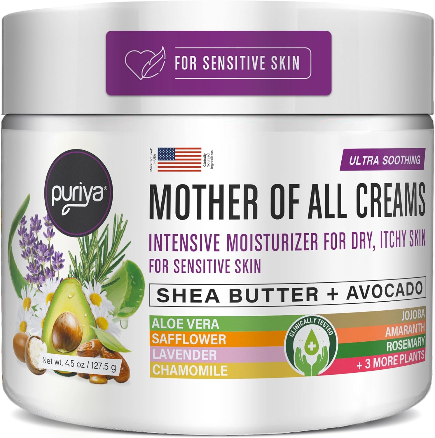 Puriya Intensive Moisturizer With Honey, Shea Butter, Hydrating, Soothing For Dry, Irritated, Sensitive Skin, Daily Multi Purpose Cream For Hands, Body, Long Lasting, Plant Based Mother Of All Creams