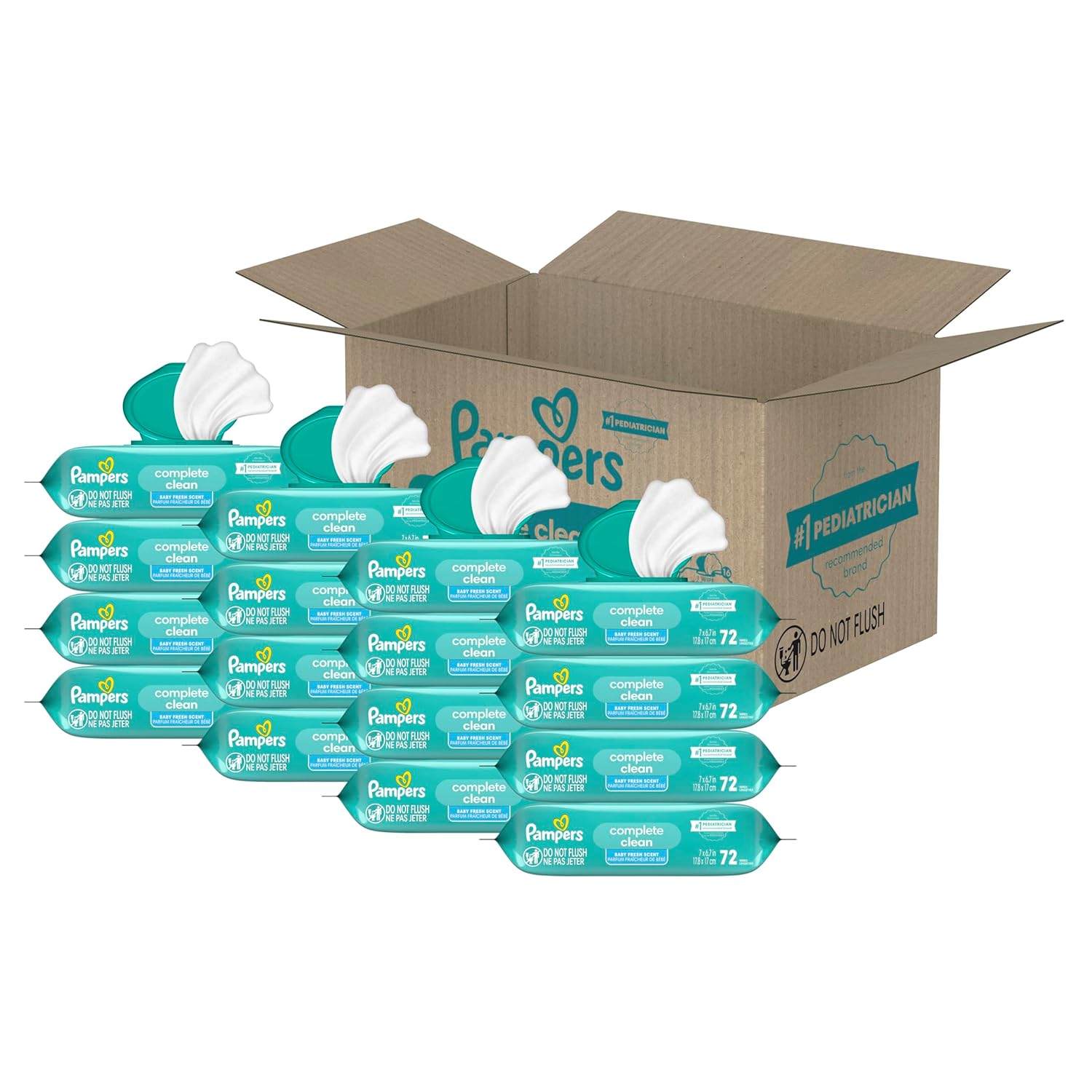 Pampers Complete Clean Wipes, Fresh Scented Baby Wipes, 1152 Baby Wipes Total (16 Flip-Top Packs)