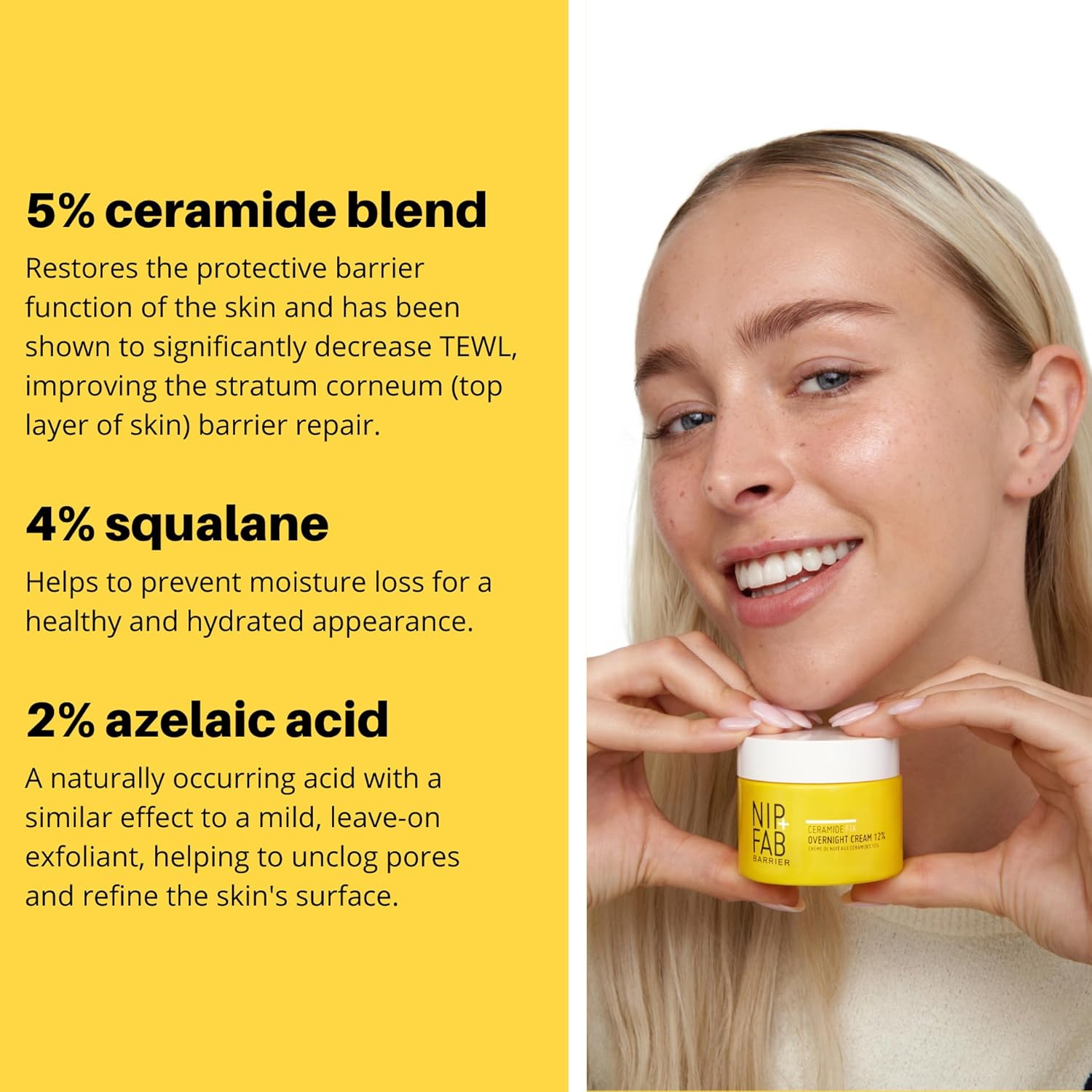 Nip+Fab Ceramide Fix Overnight Cream 12% 50 ml, Luxurious Skin Barrier Replenisher, Elastin Production Support, Giving Your Skin a Firmer, More Youthful Appearance, with Azelaic Acid and Biolin : Amazon.co.uk: Beauty