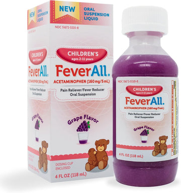 Feverall Liquid Oral Children Fever Reducer/Pain Reliever (4 Oz., Grape)