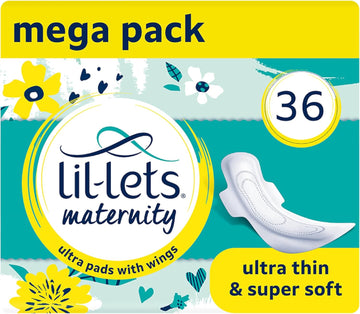 Lil-Lets Maternity Ultra Thin Long Pads with Wings, Perfect for 3+ Weeks Post Birth, 12 Count (Pack of 3)