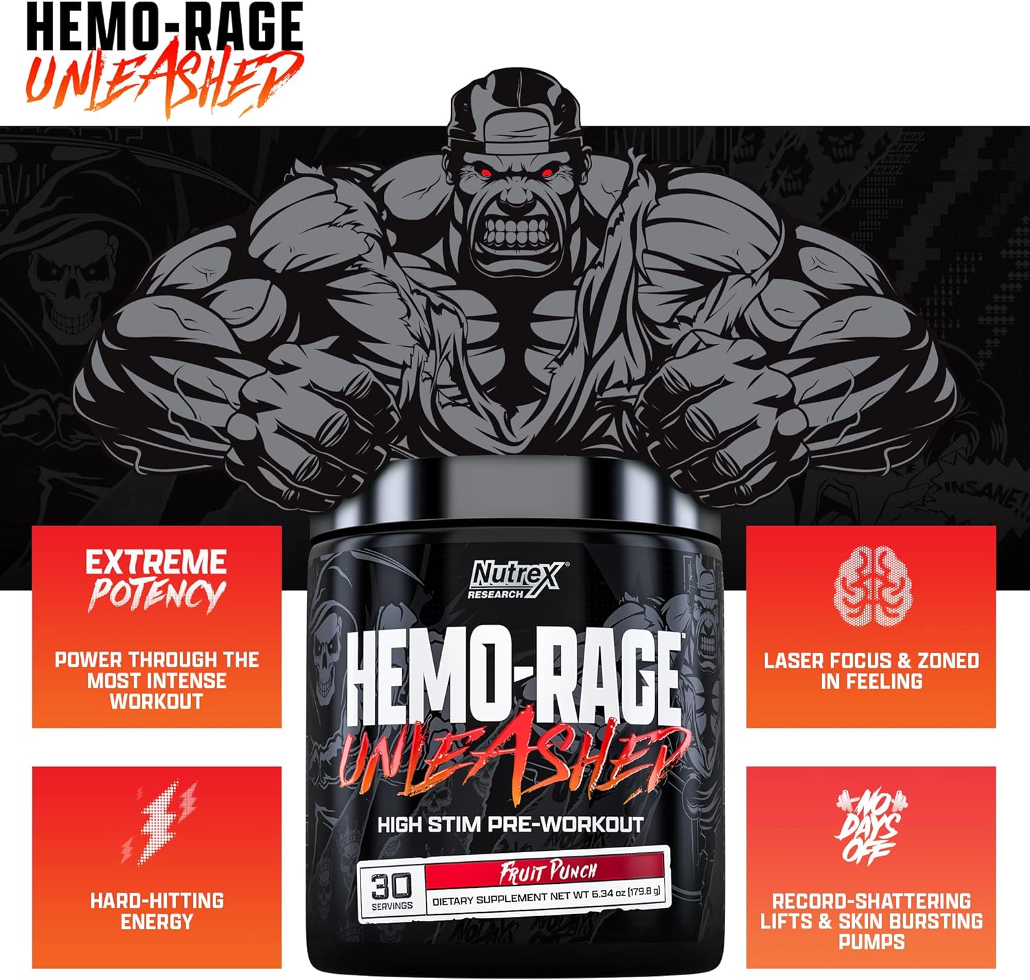 Nutrex Research Hemo-Rage Extreme High Stim Pre Workout Powder | Insan
